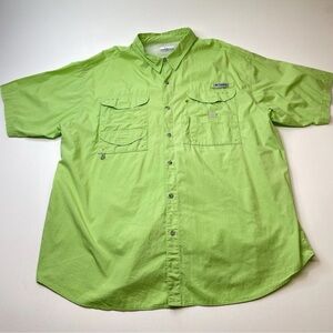 Columbia Men's PFG Vented Fishing Shirt Men’s 2XT Tall Lime Short Sleeve Outdoor